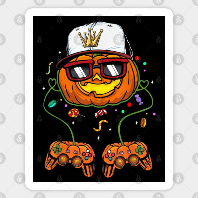 Halloween Gamer Costume Scary Pumpkin Mens Boys Video Gamer Magnet by lunacreat